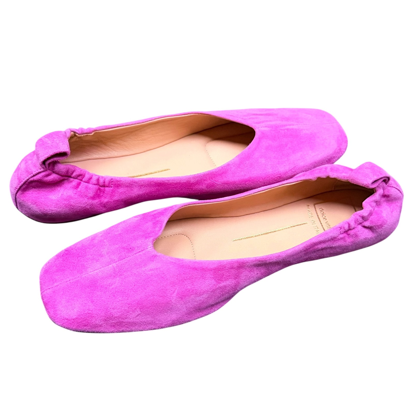 Dolce Vita Ballet Flats Womens 10 Pink Suede Square Toe Made In Italy Slip On